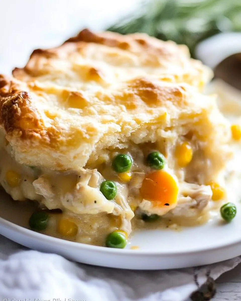 Cheddar Biscuit Topped Harvest Chicken Pot Pie