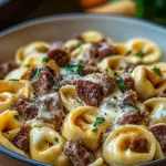 Cheesesteak Tortellini in Rich Provolone Sauce