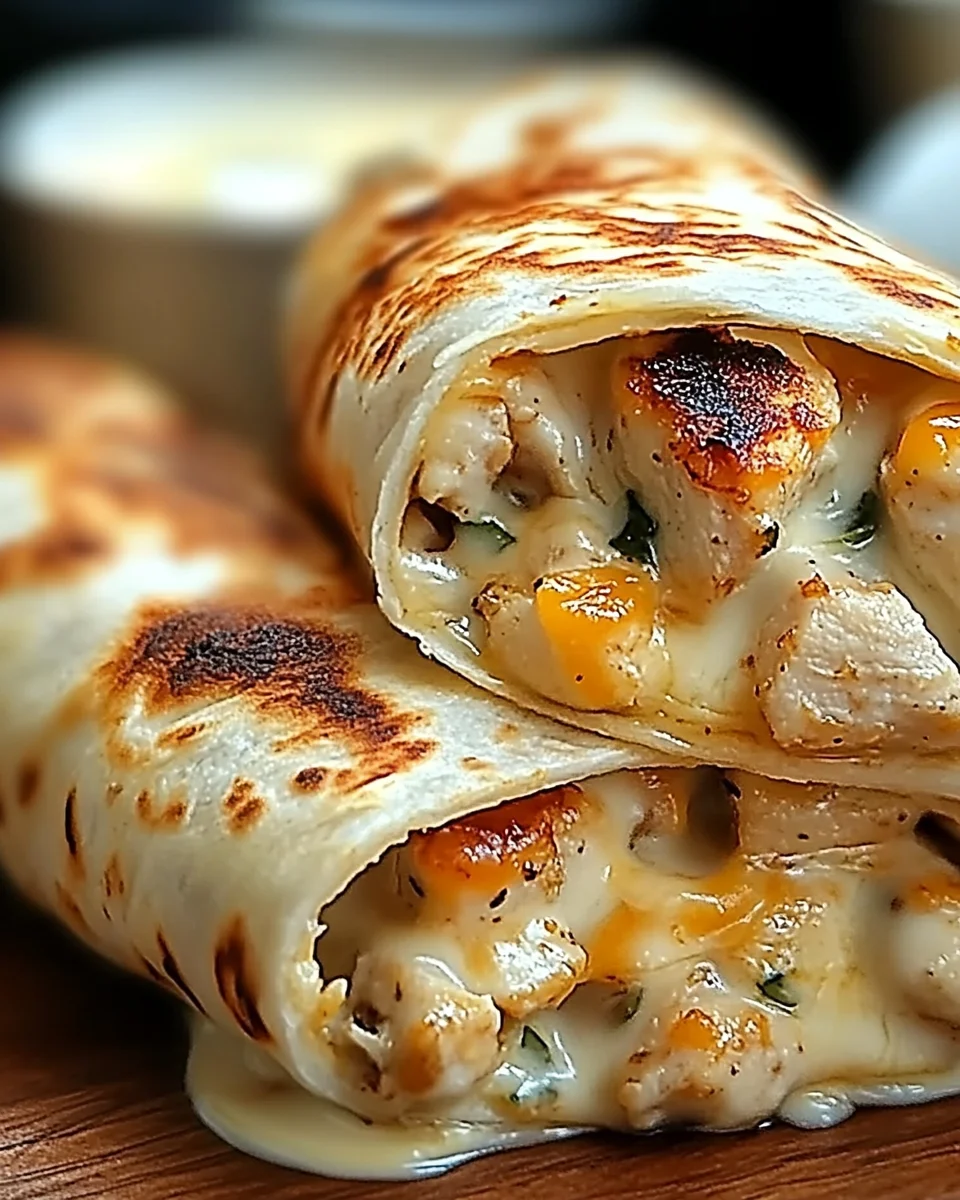 Cheesy Garlic Chicken Wraps