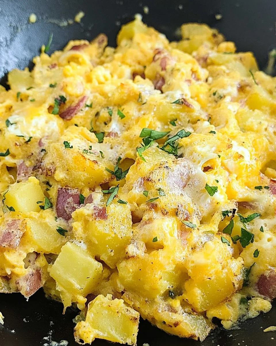 Cheesy Potato Egg Scramble