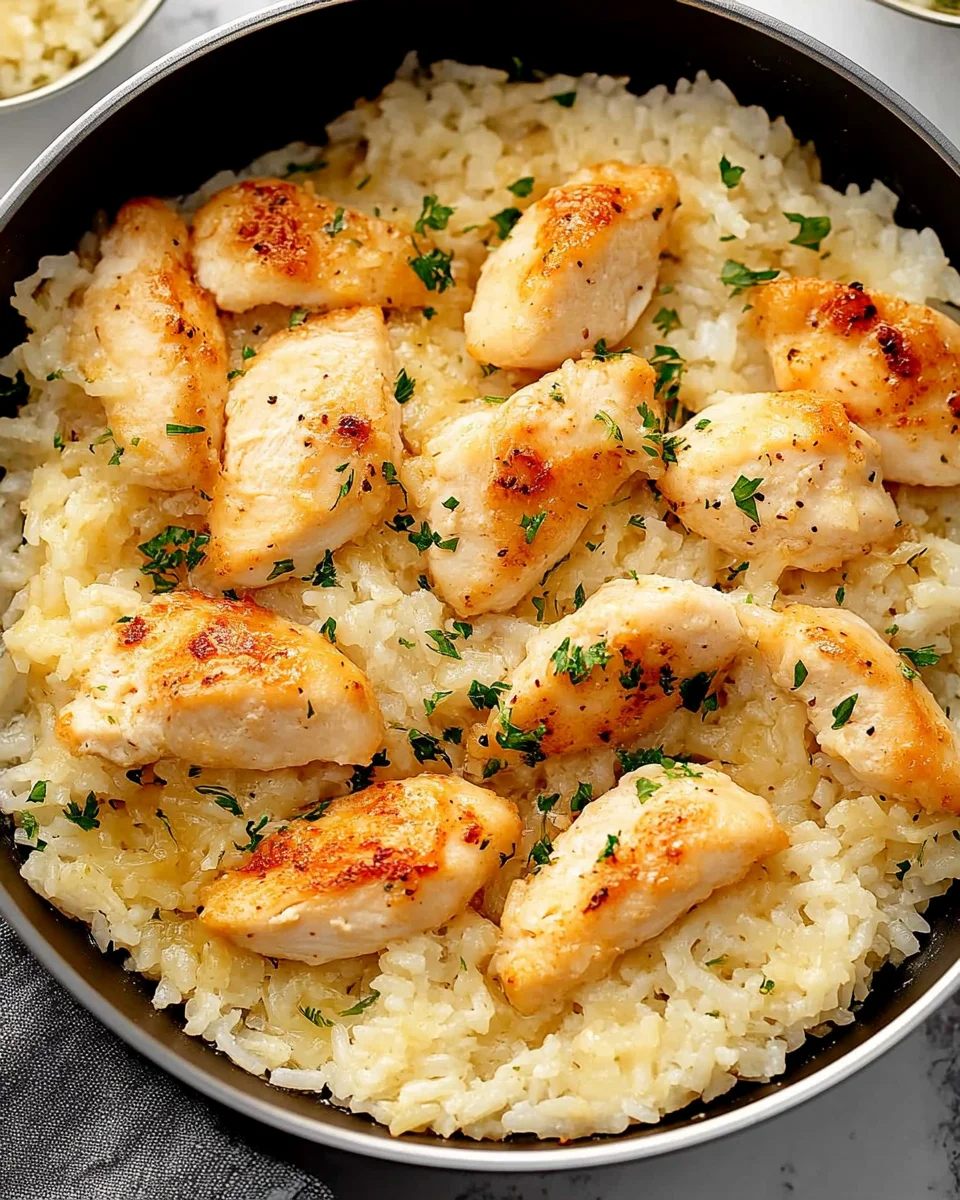 Chicken Scampi with Garlic Parmesan Rice