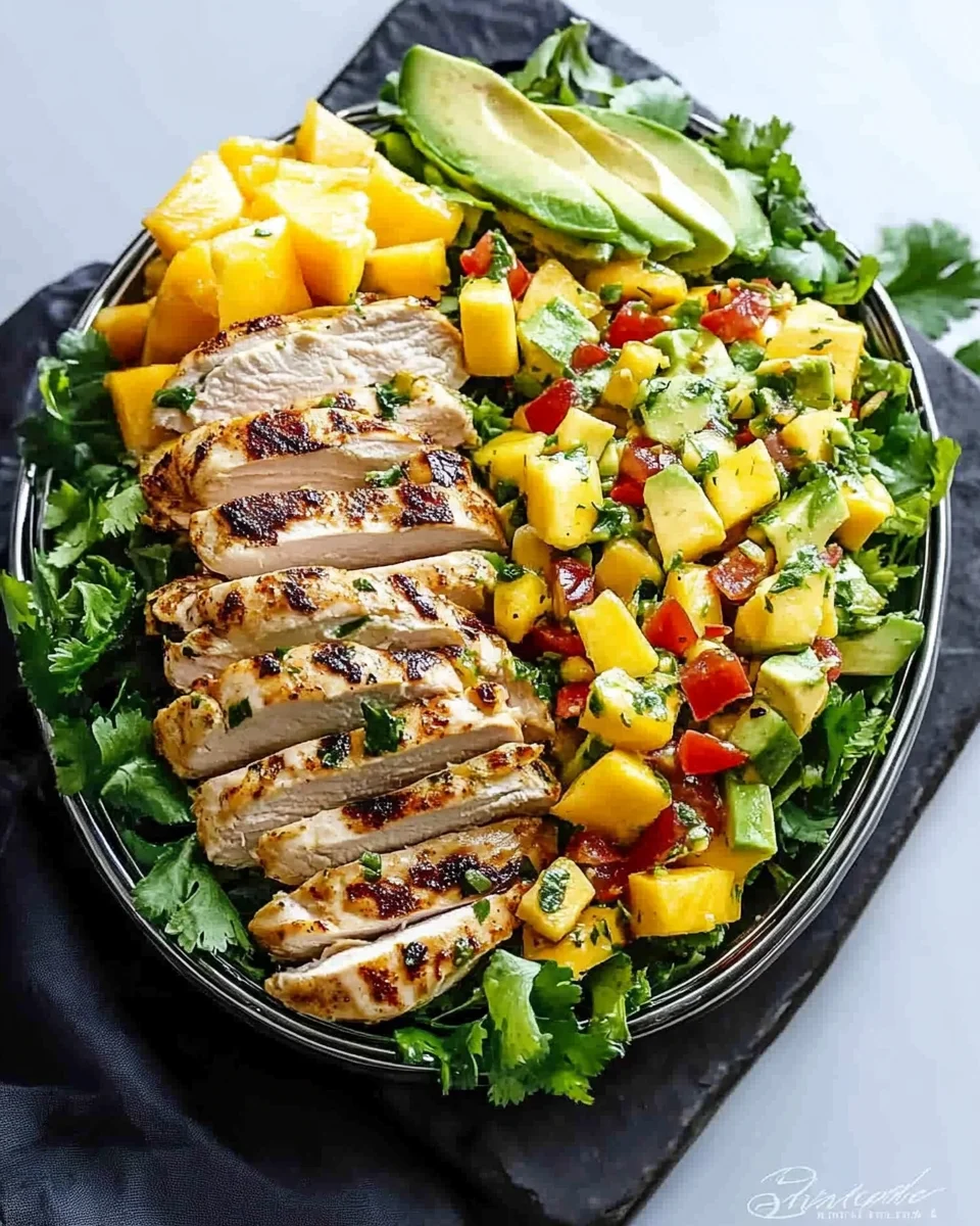Cilantro Lime Chicken Salad with Mango Avocado Salsa