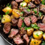 Creamy Garlic Butter Steak Bites and Potatoes