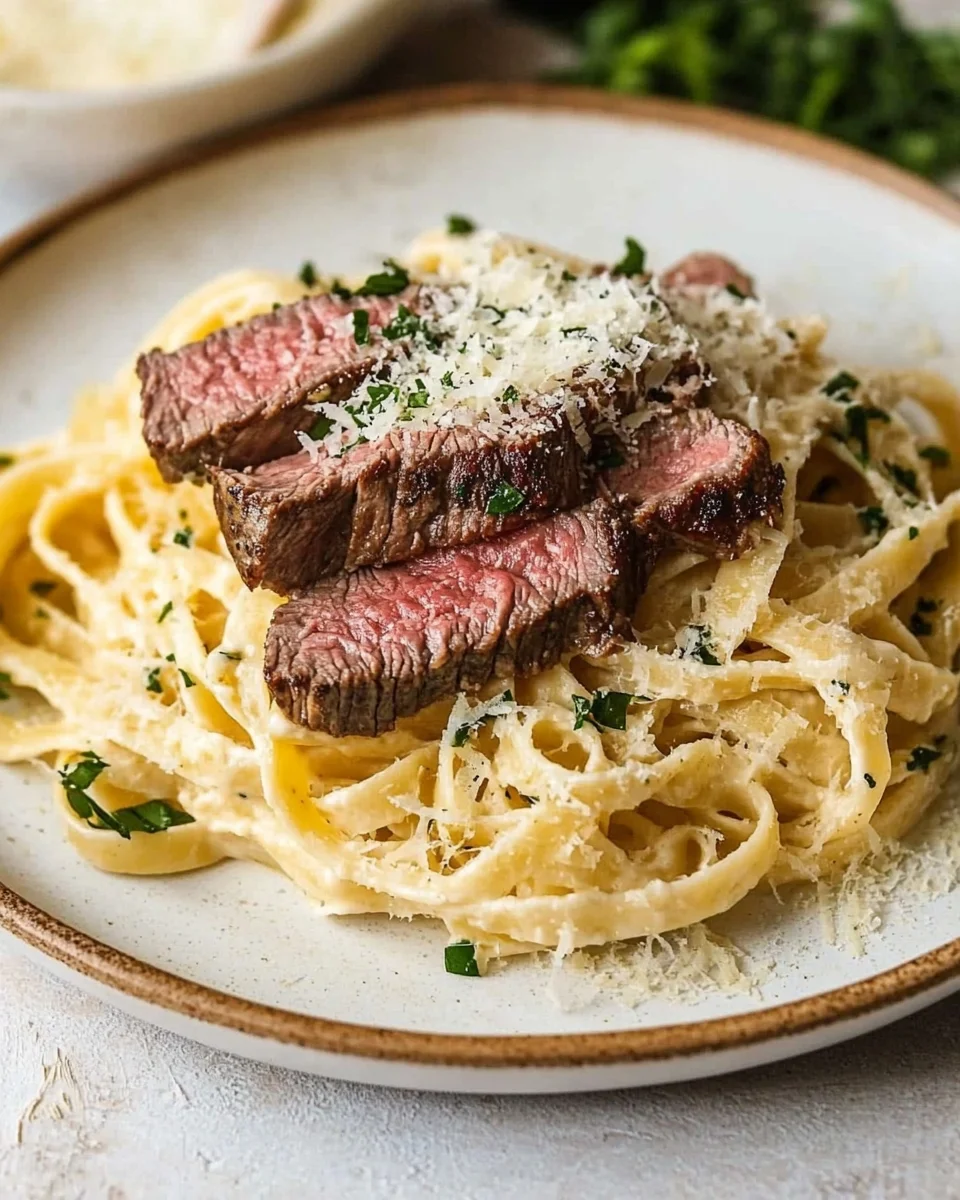 Creamy Garlic Parmesan Steak Pasta