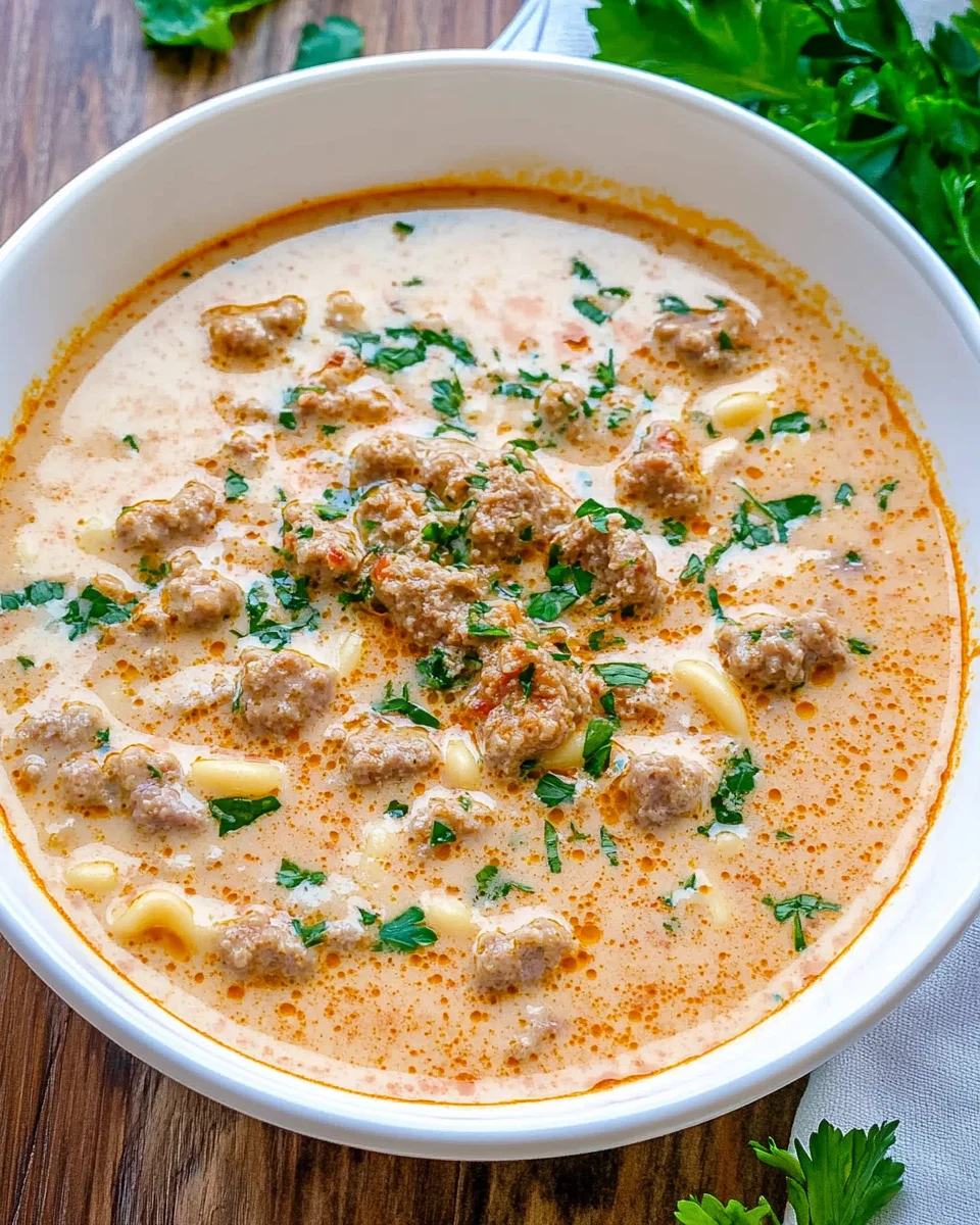 Creamy Parmesan Italian Sausage Ditalini Soup