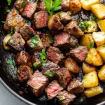 Garlic Butter Steak Bites and Potatoes