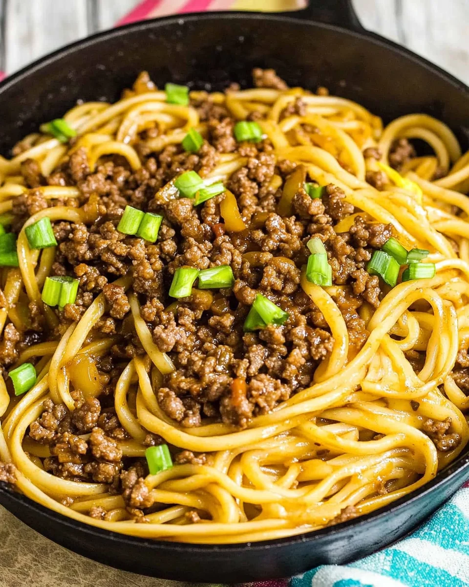 Ground Beef Mongolian Noodles