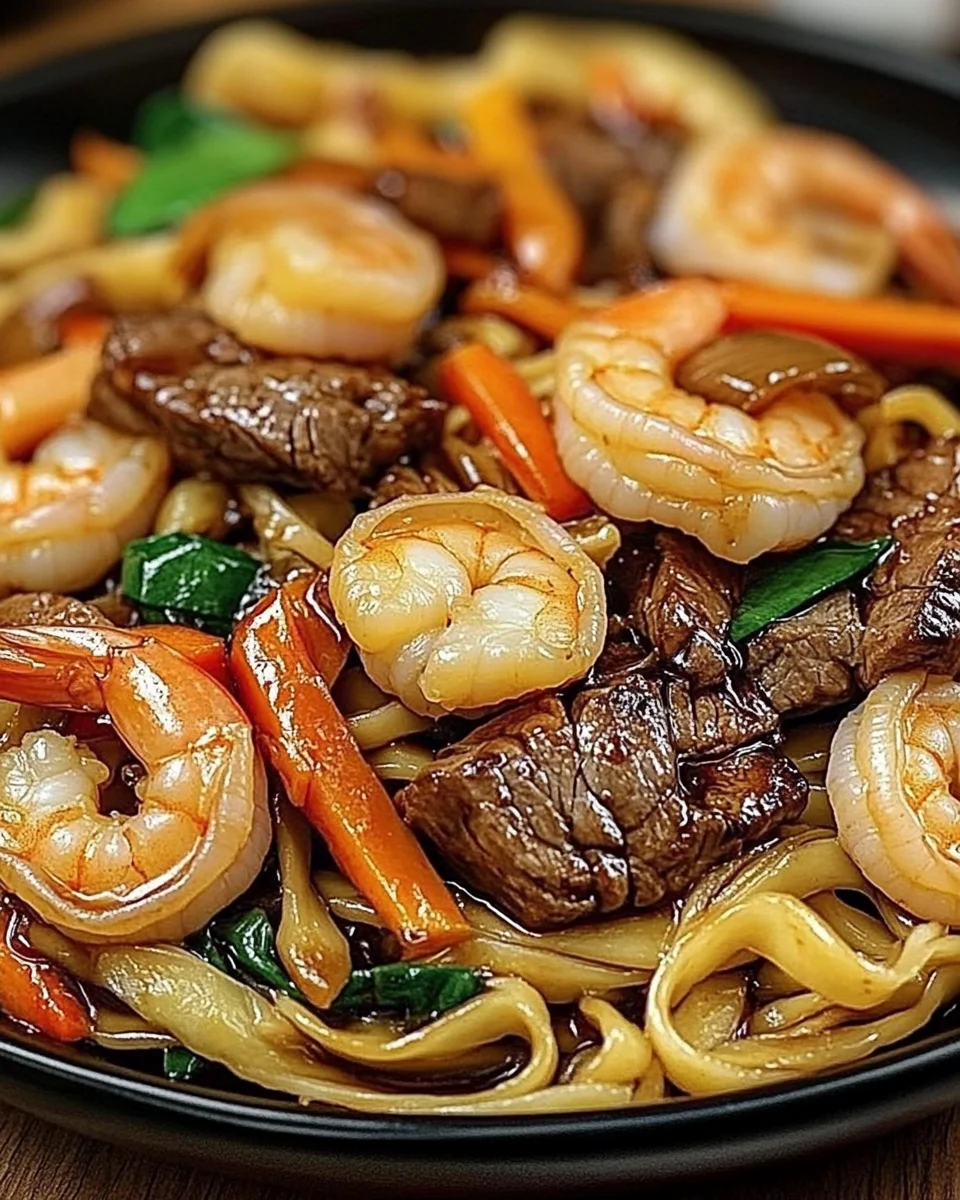 Steak & Shrimp Stir-Fried Noodles