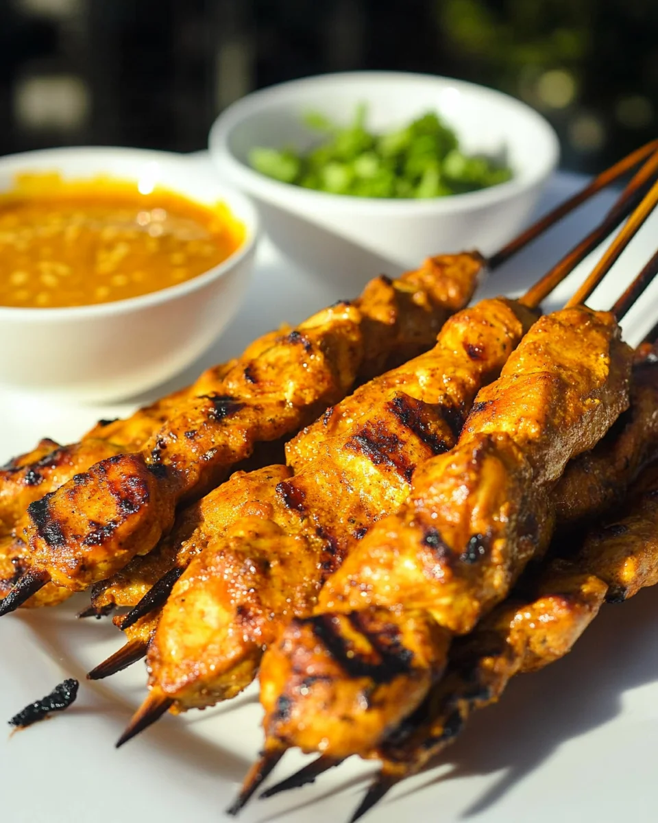 Thai Chicken Satay with Spicy Peanut Dipping Sauce