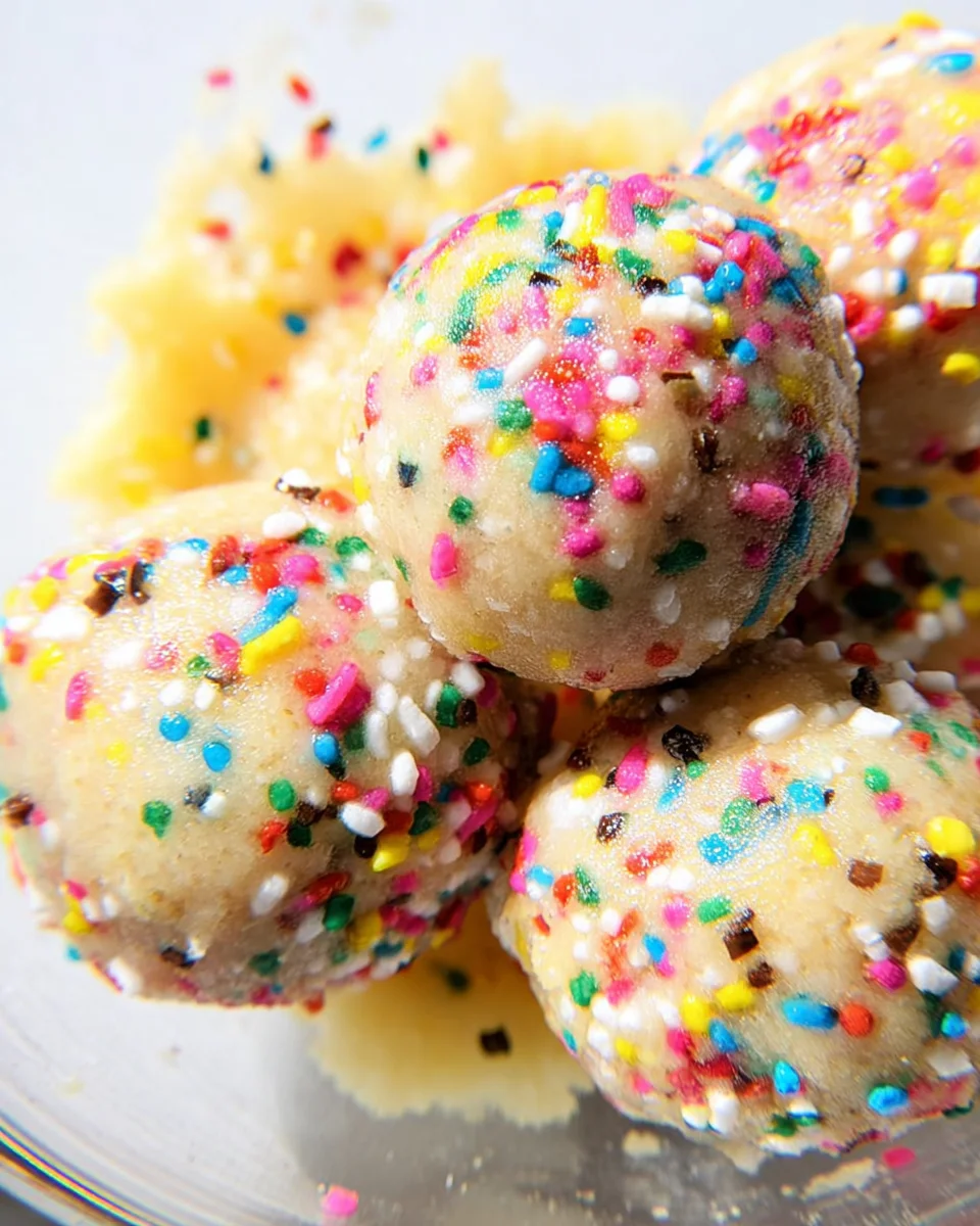 Applesauce Birthday Cake Protein Balls