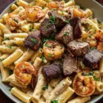 Blackened Steak and Shrimp Alfredo