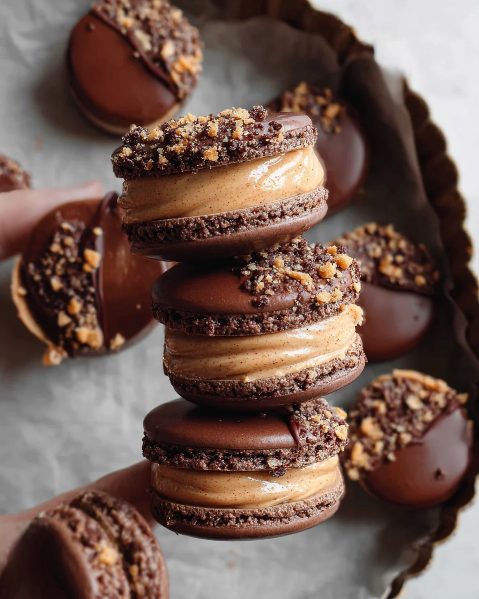 Chocolate Peanut Butter Macarons
