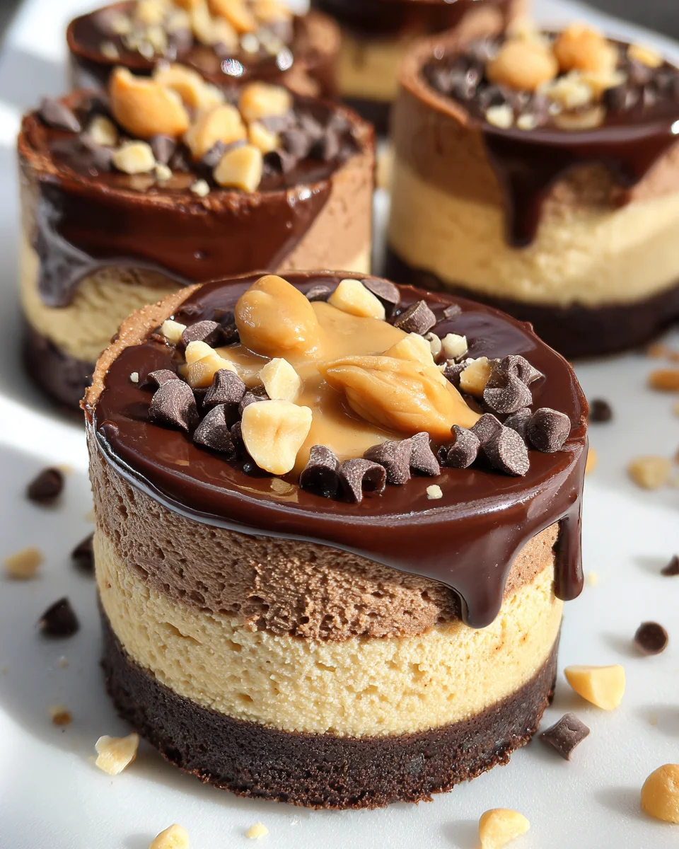 Chocolate Peanut Butter Mini Cheesecakes