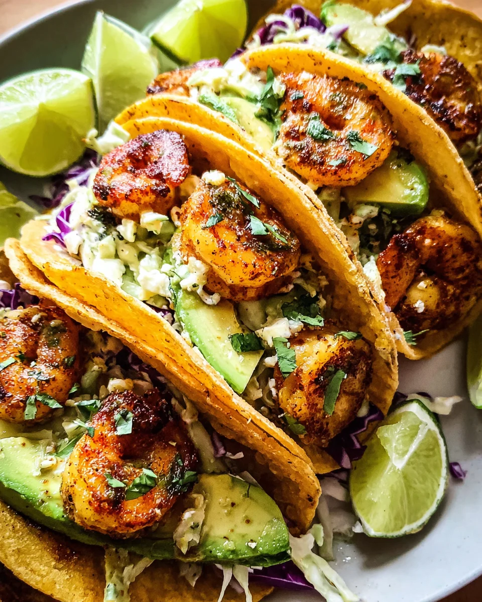 Cilantro Lime Shrimp Tacos with Creamy Slaw