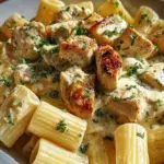 Creamy Garlic Butter Chicken and Rigatoni in Parmesan Sauce
