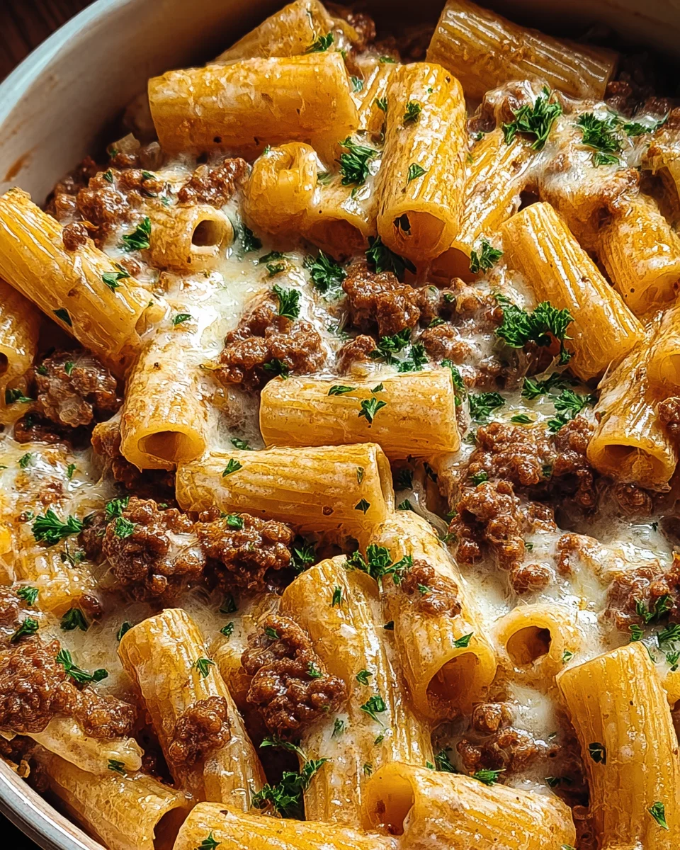 Creamy Parmesan Beef Rigatoni