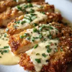 Crispy Parmesan Chicken with a Rich Garlic Sauce