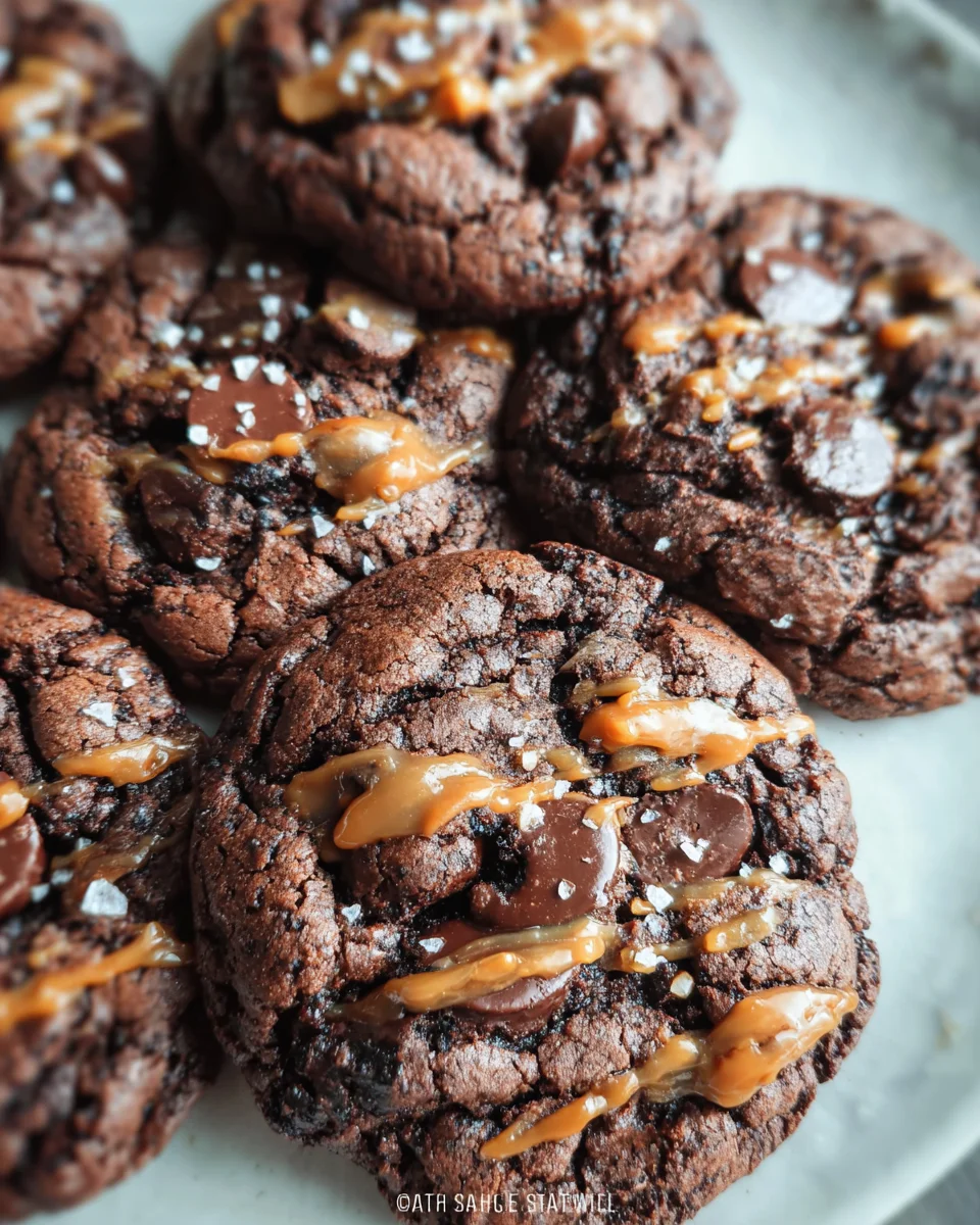 Double Chocolate Salted Caramel Cookies