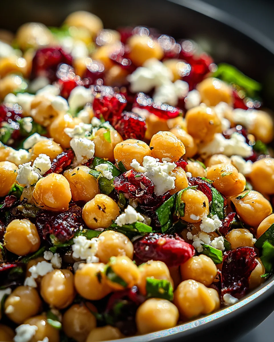 Feta & Cranberry Chickpeas with Lemon Vinaigrette