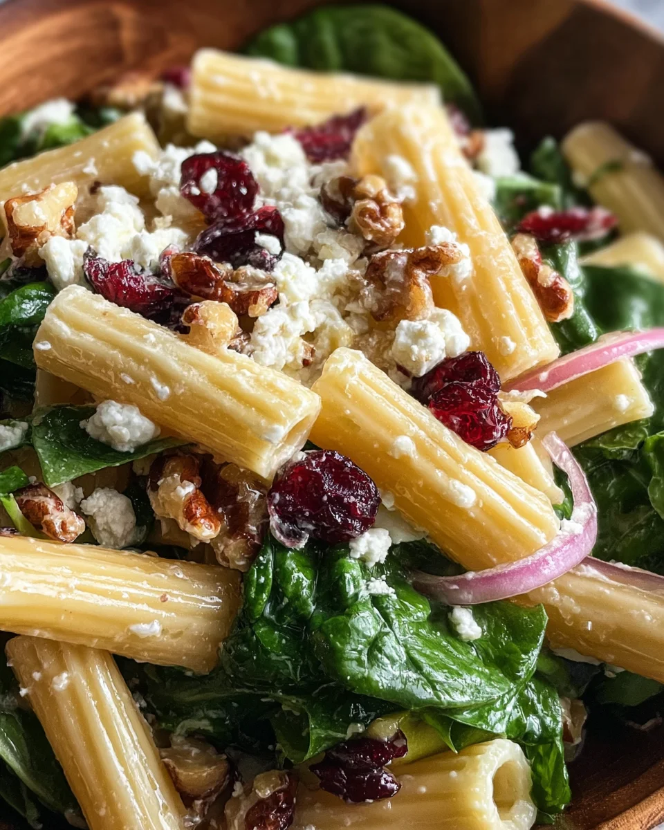 Feta & Cranberry Rigatoni Salad with Lemon Vinaigrette