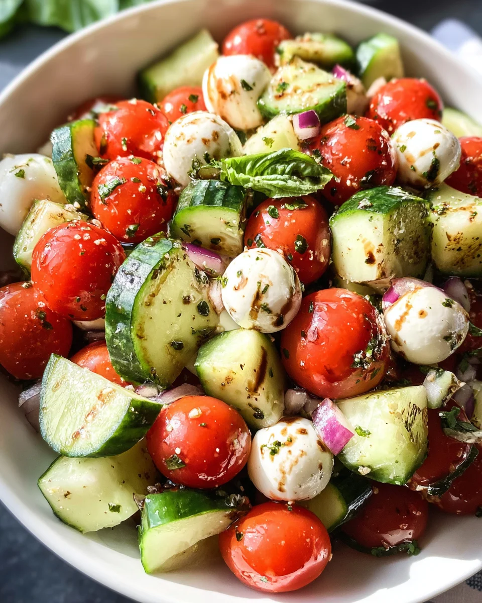 Fresh Cucumber Caprese Salad