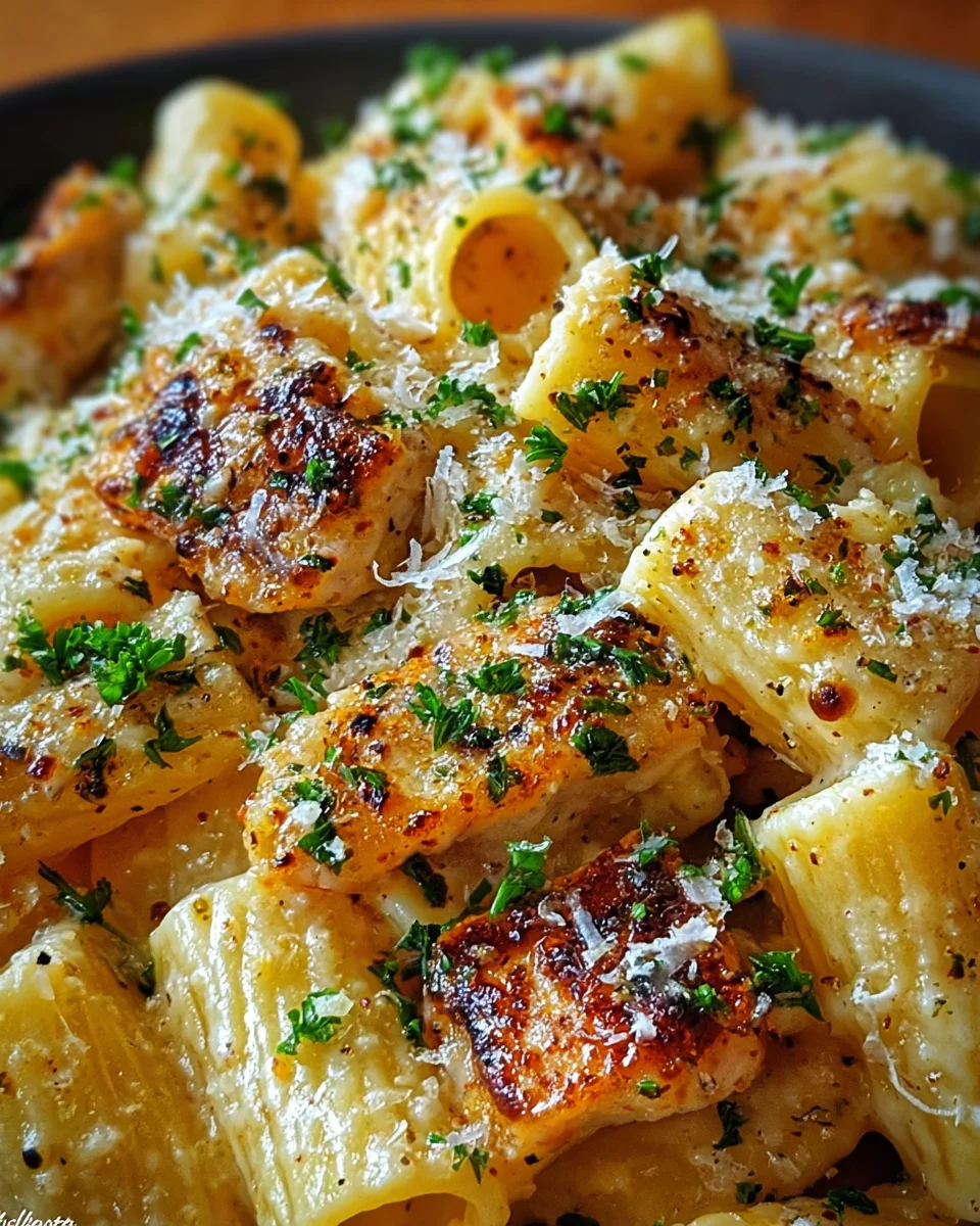 Garlic Butter Chicken with Rigatoni and Parmesan