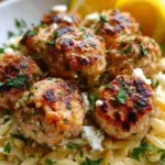 Greek Chicken Meatballs with Lemon Orzo