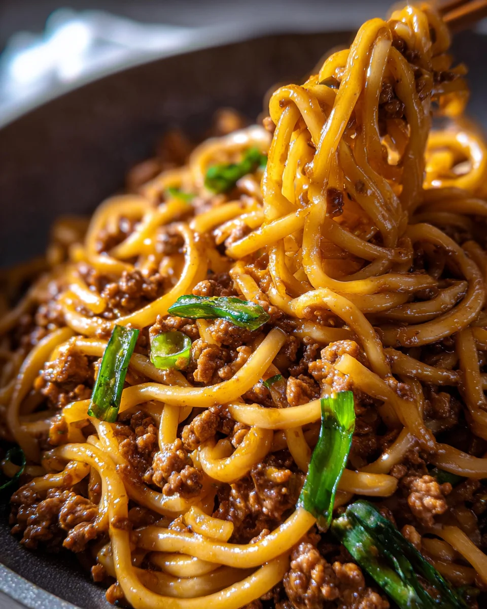 Ground Beef Mongolian Noodles