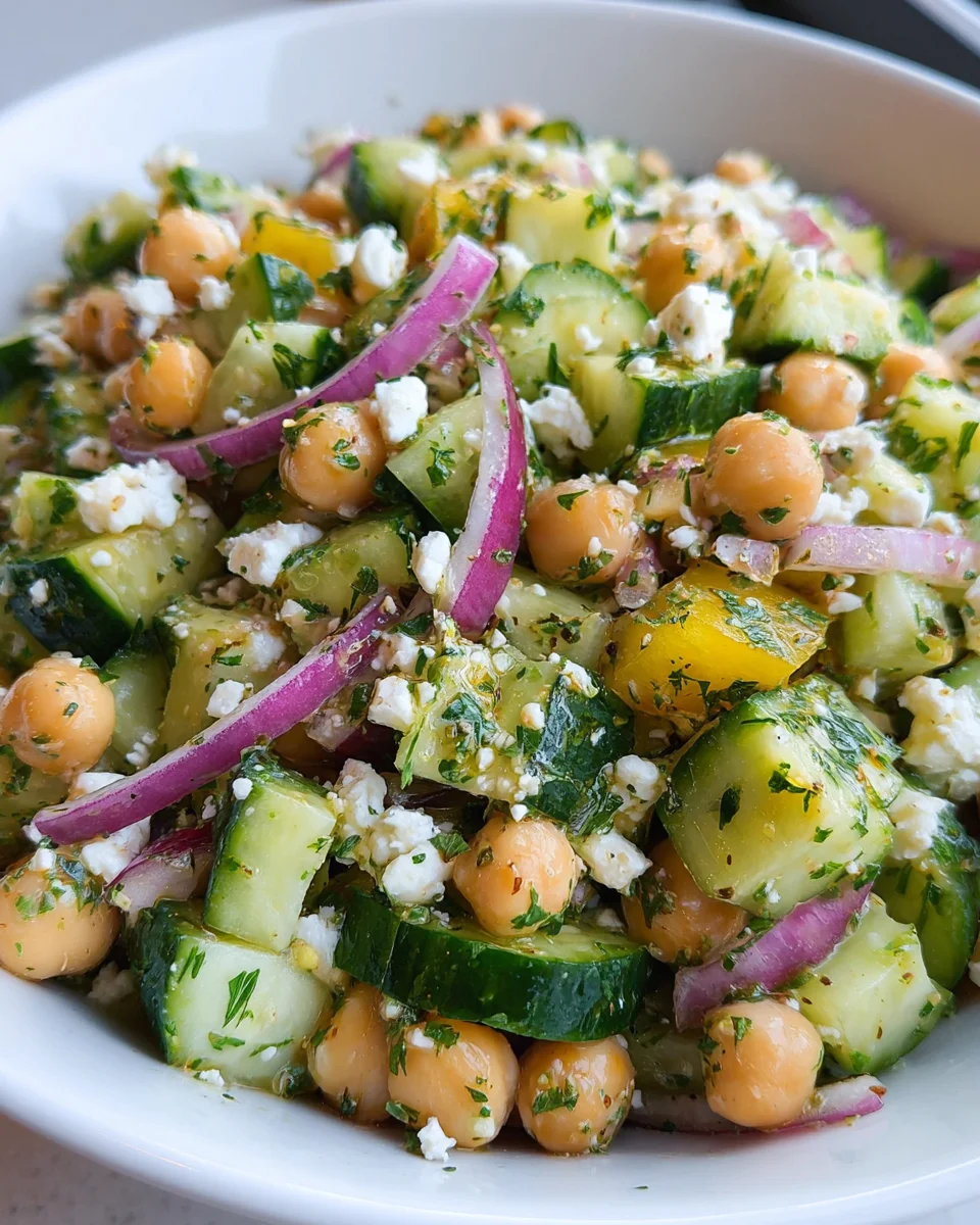 Herby Cucumber Salad with Feta and Chickpeas 20 Herby