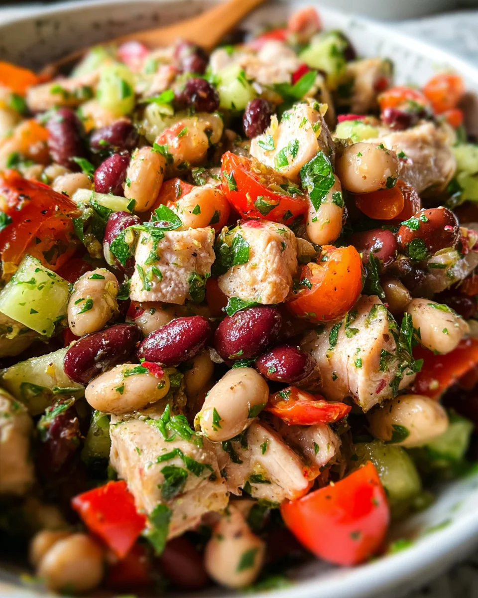 High-Protein Dense Bean Salad with Chicken