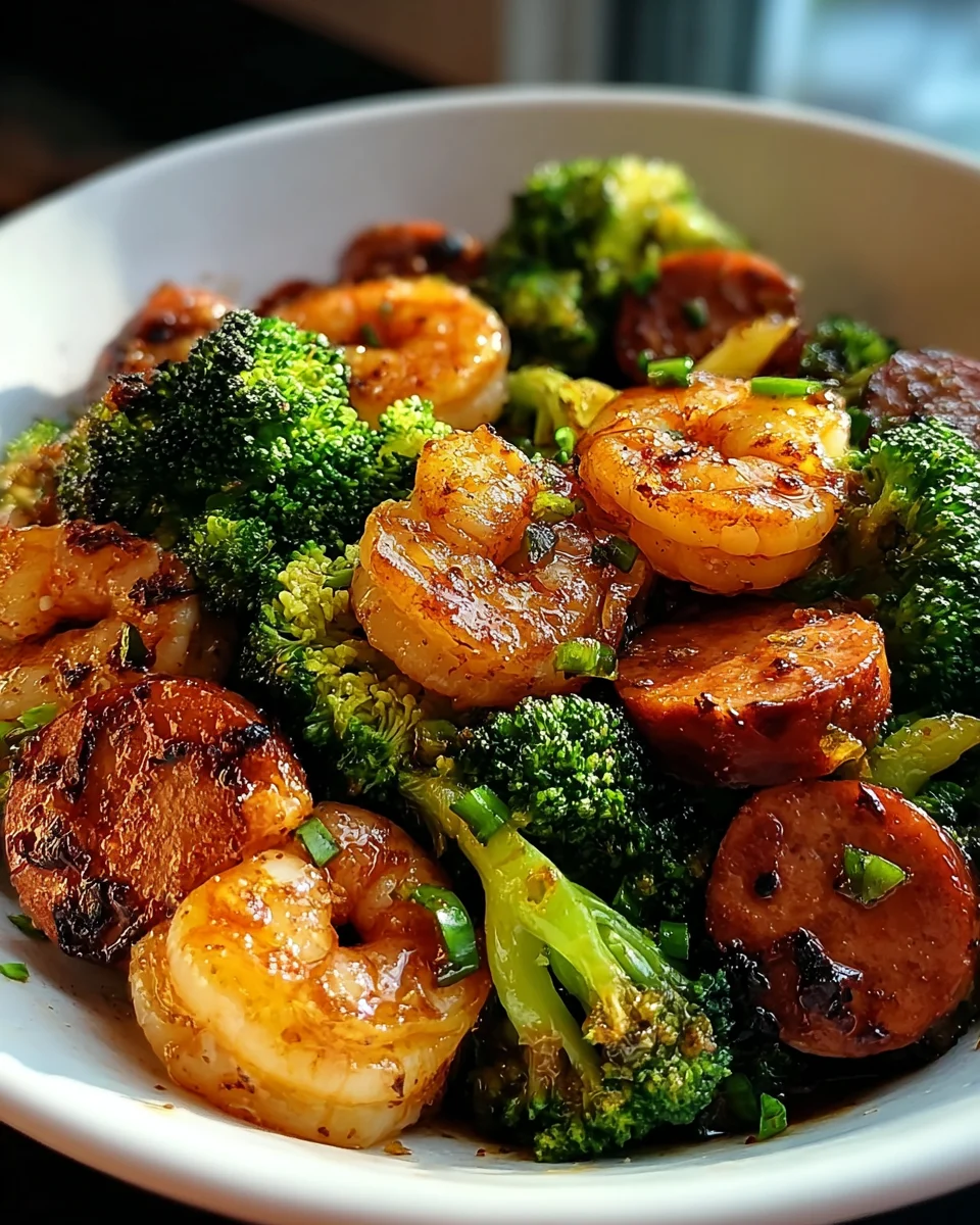 Honey Garlic Shrimp, Sausage, and Broccoli