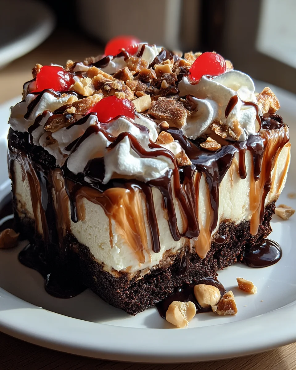 Hot Fudge Sundae Brownie Cheesecake