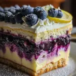 Lemon Blueberry Shortbread Mousse Cake