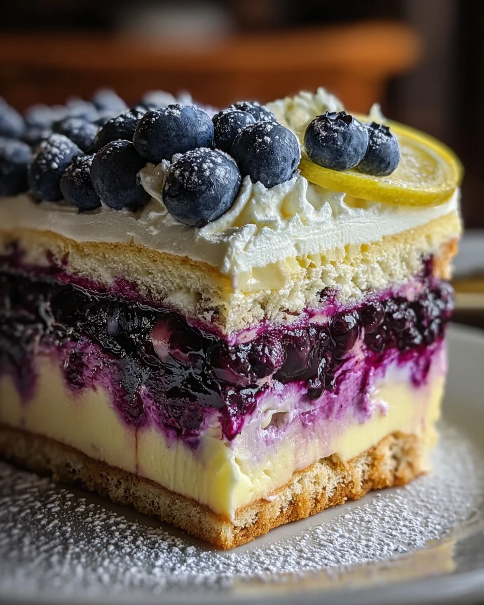 Lemon Blueberry Shortbread Mousse Cake