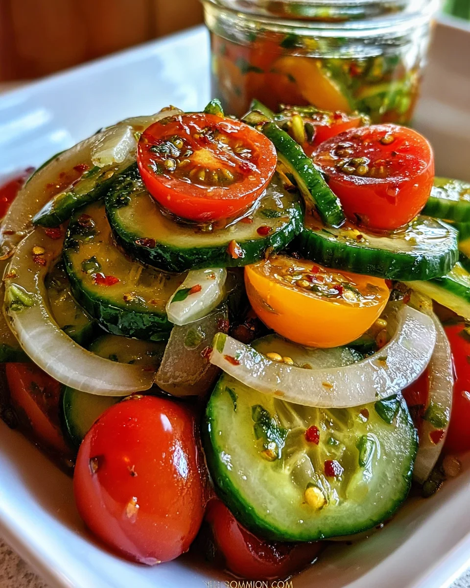 Marinated Cucumbers, Onions, and Tomatoes