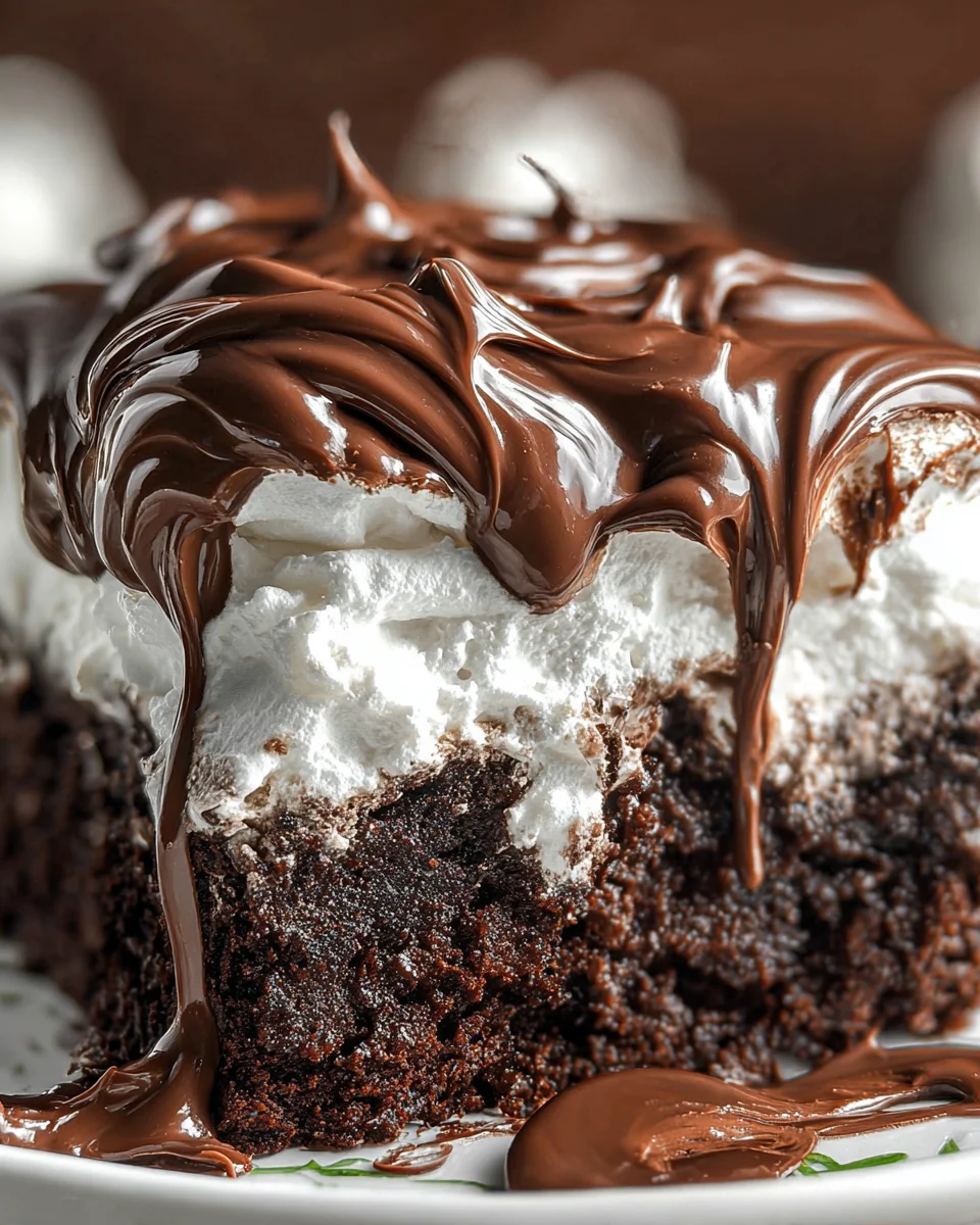 Marshmallow Chocolate Poke Cake