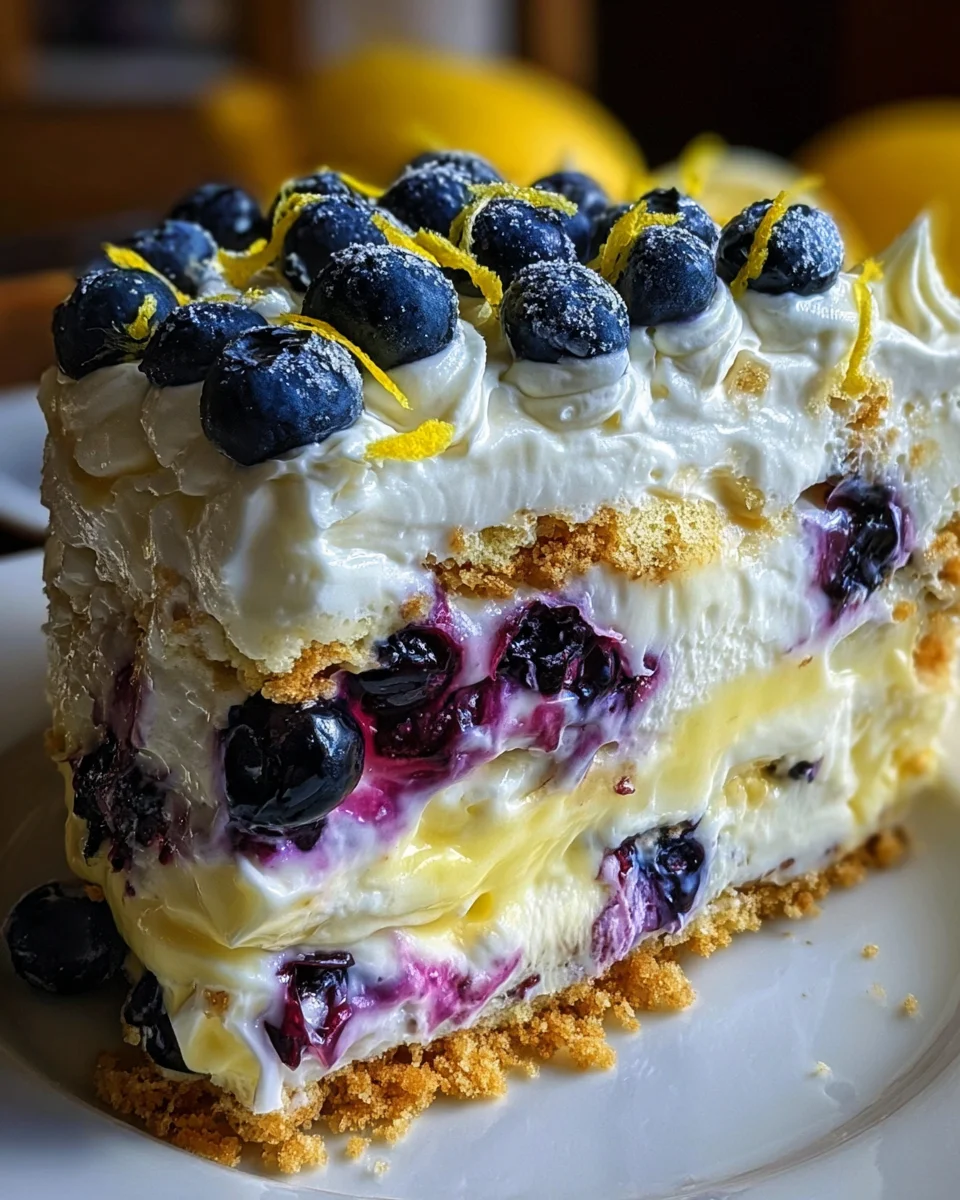 No-Bake Lemon dazzling Blueberry cream Cake