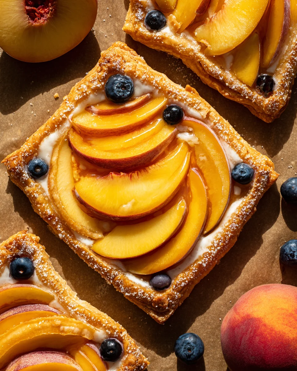 Peaches and Cream Puff Pastry Tart