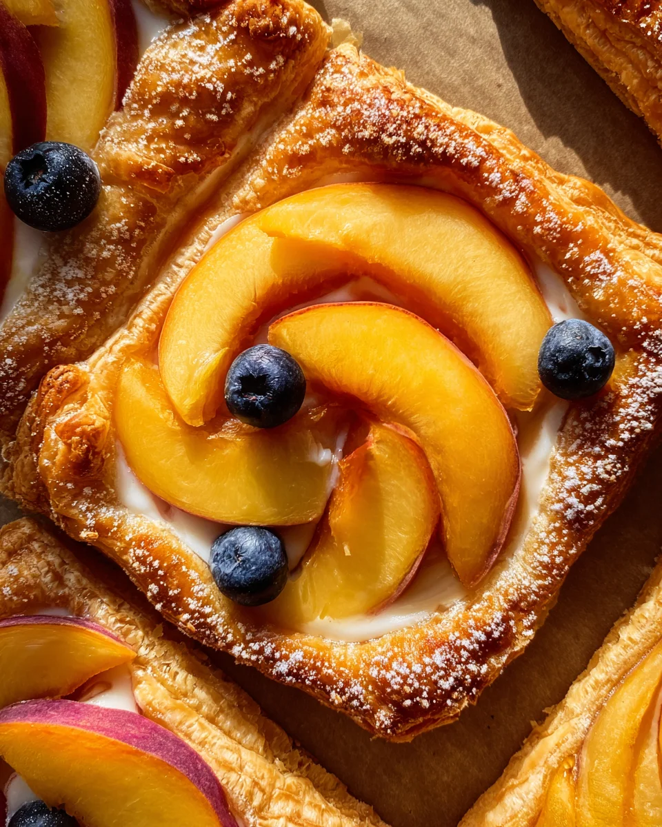 Peaches and Cream Puff Pastry Tart 19 Peaches