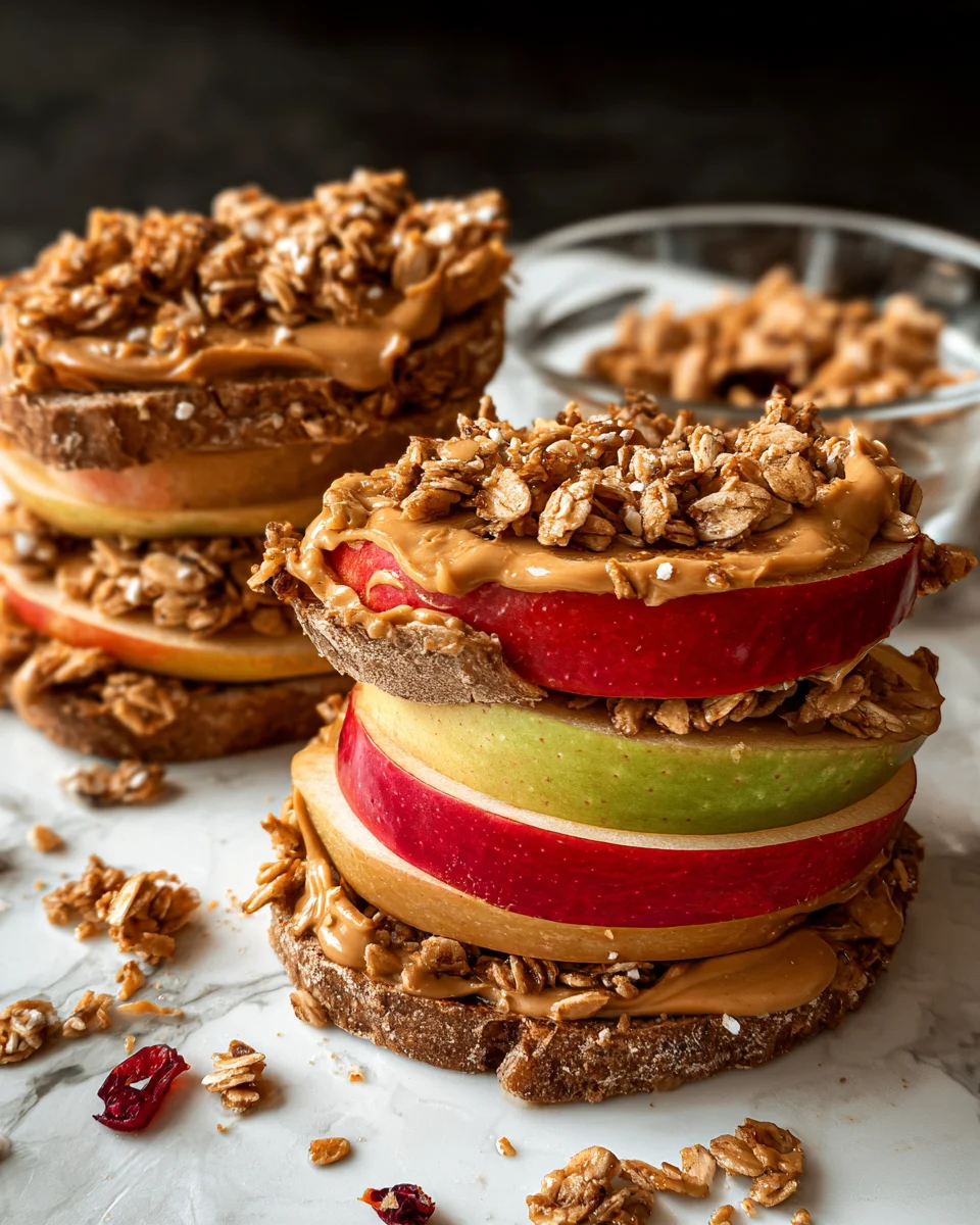 Peanut Butter Apple Sandwiches with Granola