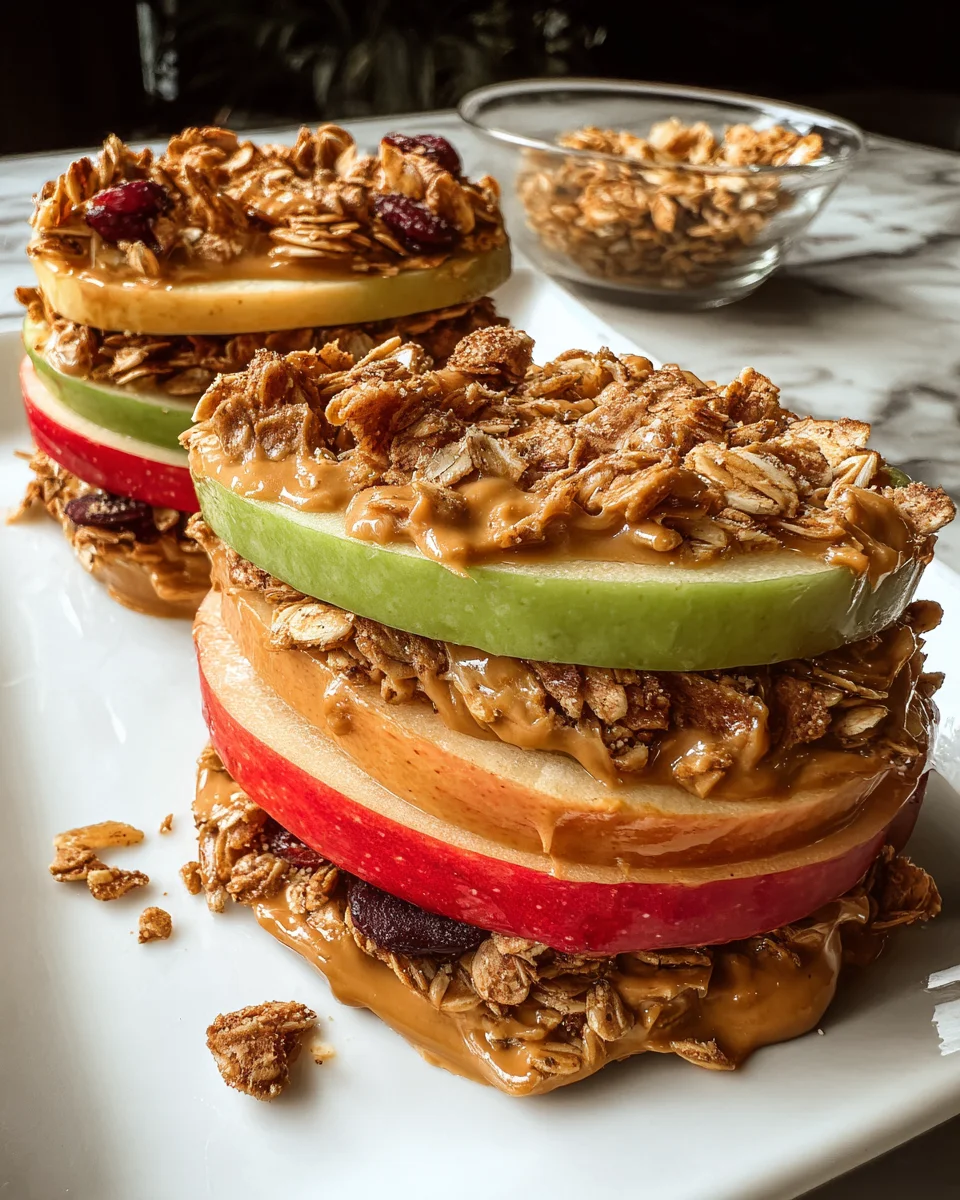 Peanut Butter Apple Sandwiches with Granola 15 Peanut