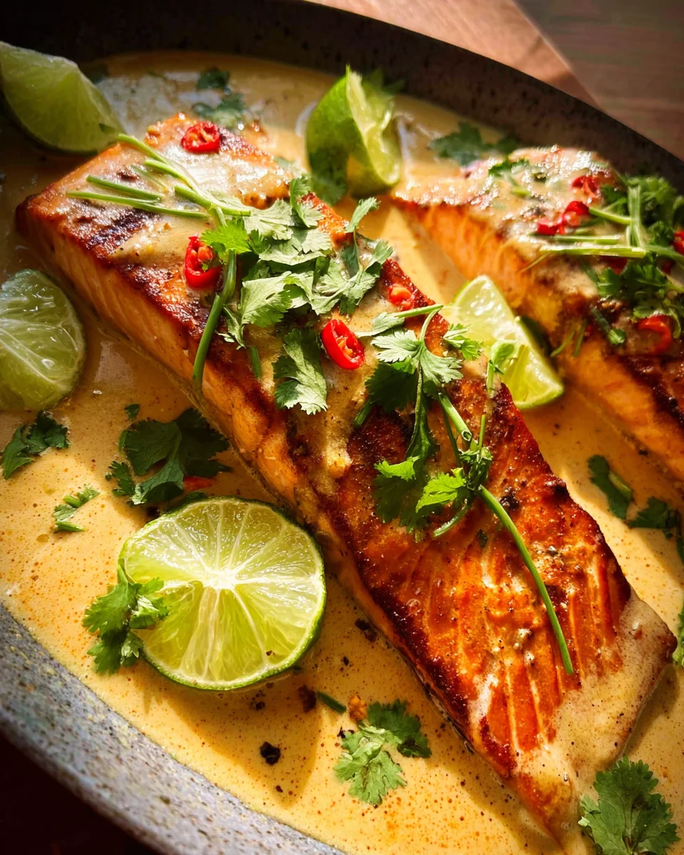Poached Salmon in Coconut Lime Sauce