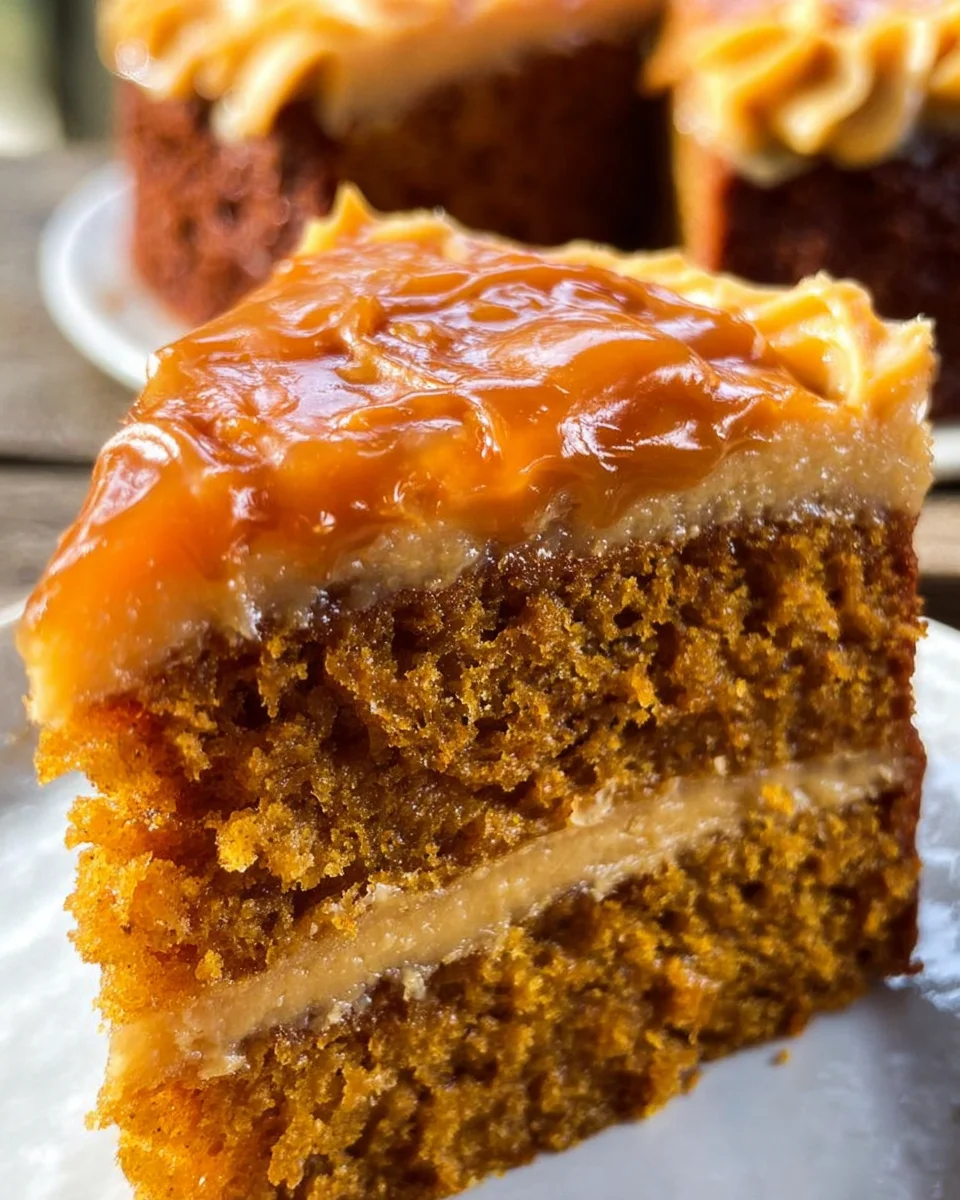 Pumpkin Cake with Caramel Cream Cheese Frosting