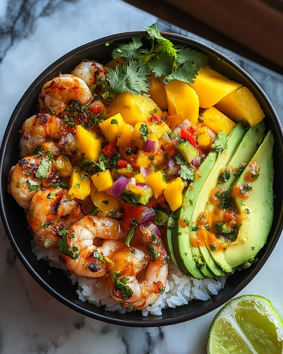 Shrimp and Avocado Bowls with Mango Salsa & Lime-Chili Sauce 20 Shrimp