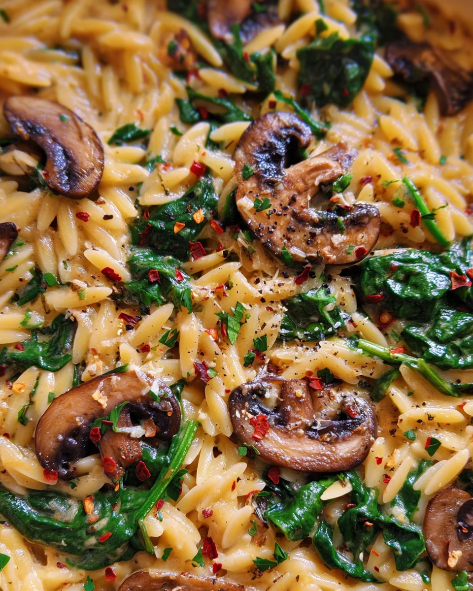 Spinach Mushroom Orzo