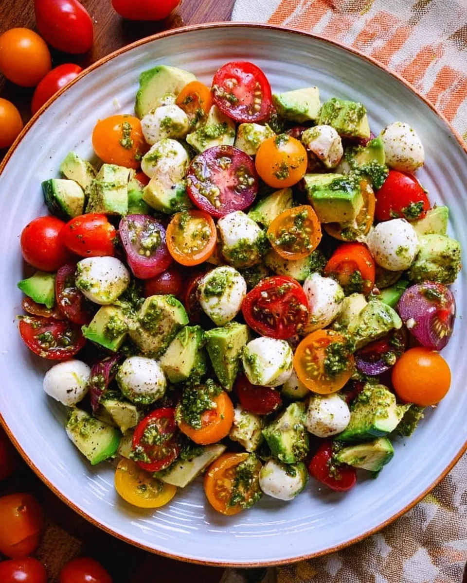 Tomato Cucumber Avocado Salad with Mozzarella and Basil Pesto 18 Tomato