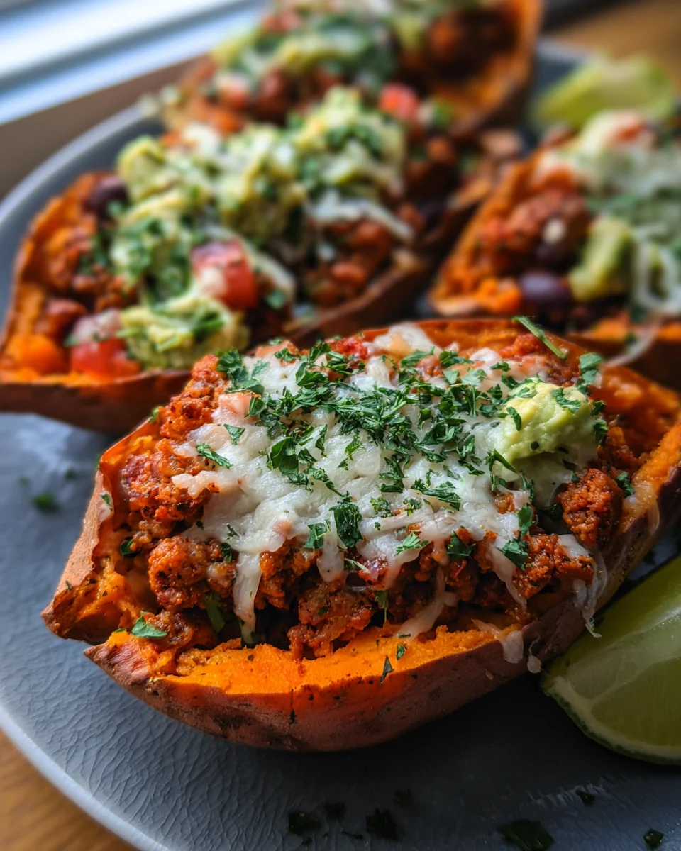 Turkey Taco Stuffed Sweet Potatoes 17 Turkey