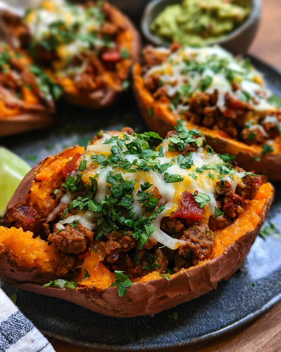 Turkey Taco Stuffed Sweet Potatoes 18 Turkey