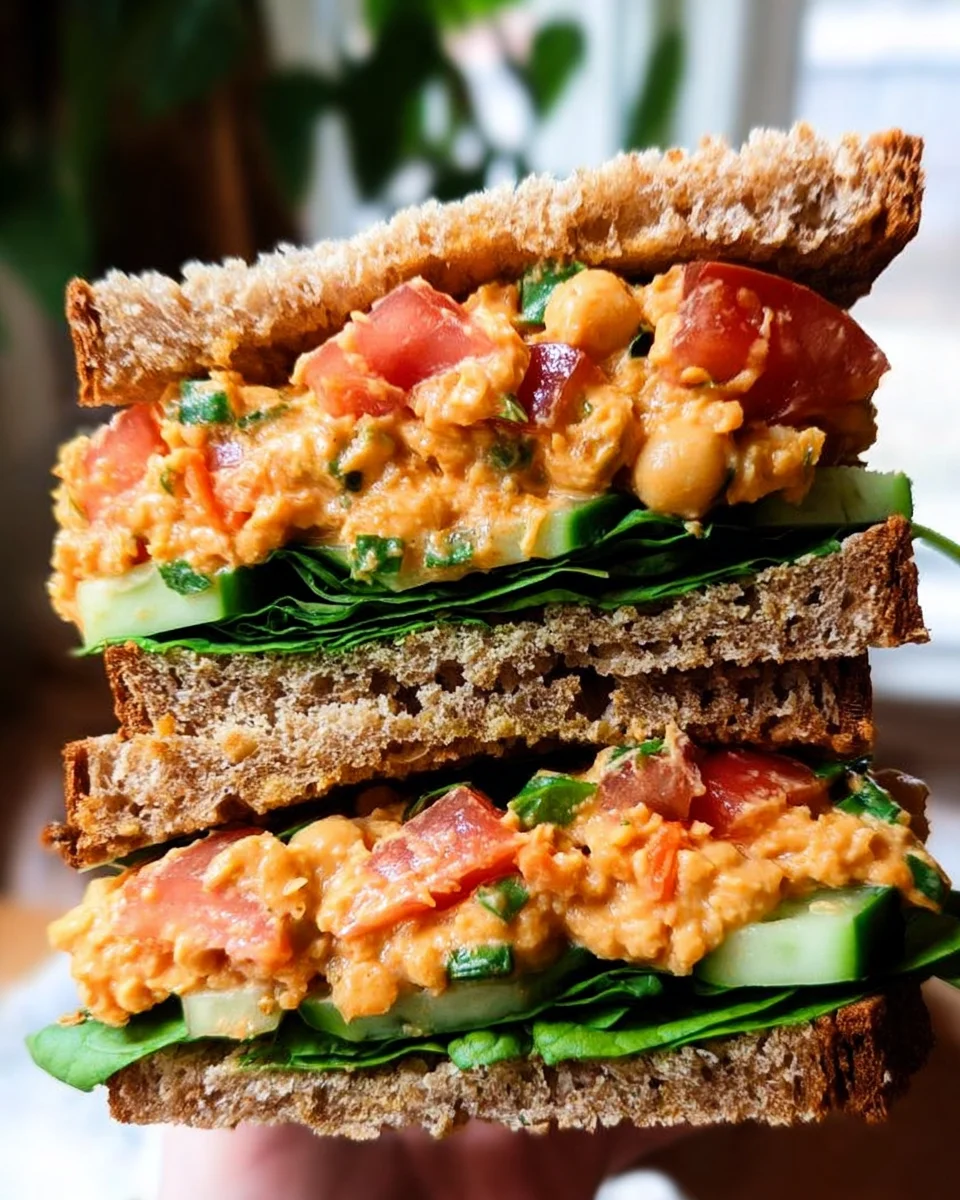 Vegan Buffalo Chickpea Salad Sandwich