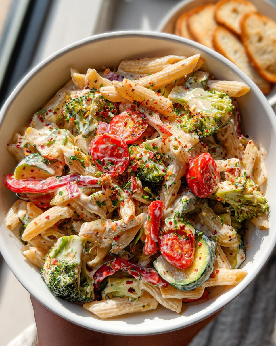 Vegan Pasta Primavera with Creamy Garlic Cashew Sauce
